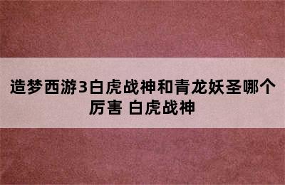 造梦西游3白虎战神和青龙妖圣哪个厉害 白虎战神